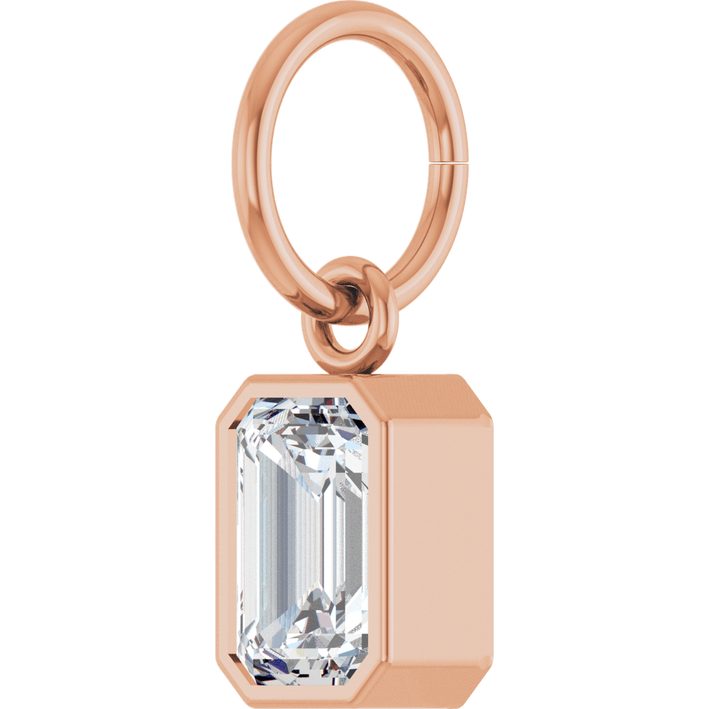 Lane Lab Bezel Emerald Charm - 6 x 4 mm · 5/8 CT - 14K Rose Gold