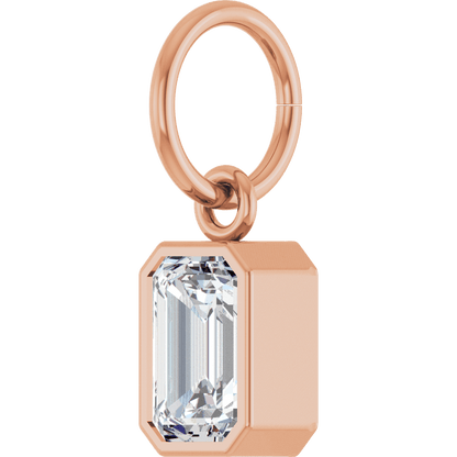 Lane Lab Bezel Emerald Charm - 6 x 4 mm · 5/8 CT - 14K Rose Gold
