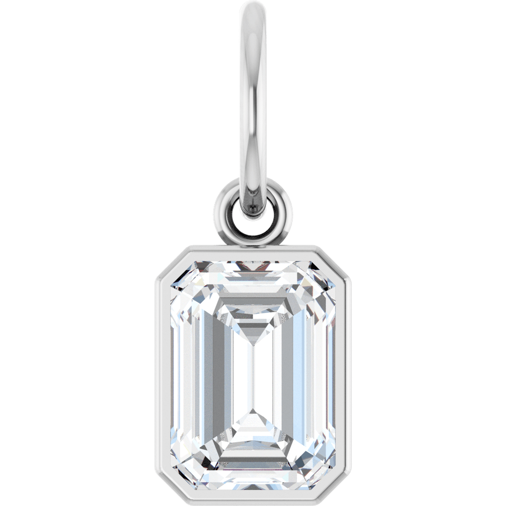 Lane Lab Bezel Emerald Charm - 7 x 5 mm · 1 1/4 CT - 14K White Gold