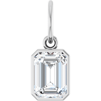 Lane Lab Bezel Emerald Charm - 7 x 5 mm · 1 1/4 CT - 14K White Gold