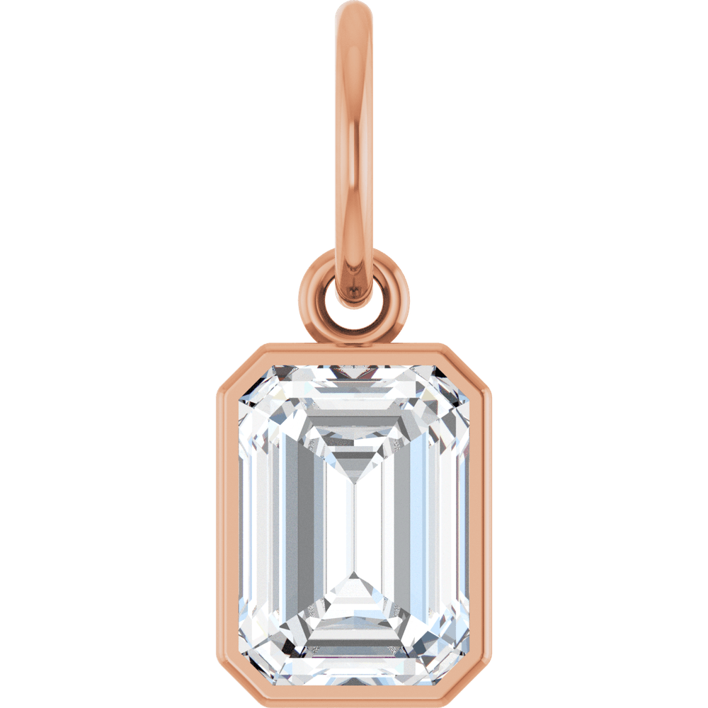 Lane Lab Bezel Emerald Charm - 7 x 5 mm · 1 1/4 CT - 14K Rose Gold