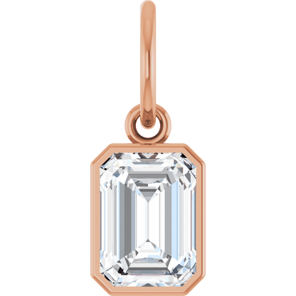 Lane Lab Bezel Emerald Charm - 7 x 5 mm · 1 1/4 CT - 14K Rose Gold