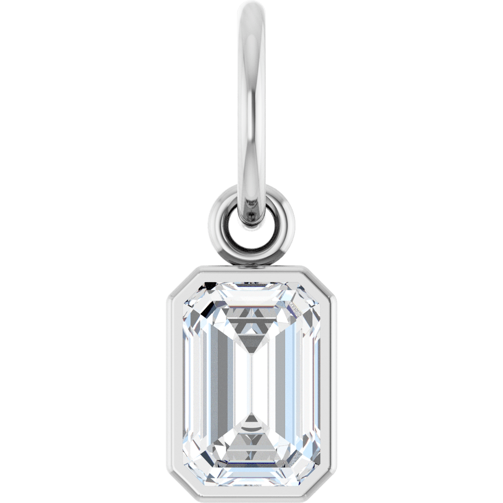 Lane Lab Bezel Emerald Charm - 6 x 4 mm · 5/8 CT - 14K White Gold