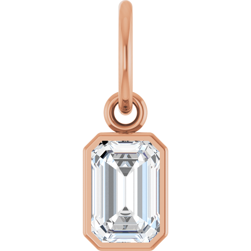 Lane Lab Bezel Emerald Charm - 6 x 4 mm · 5/8 CT - 14K Rose Gold