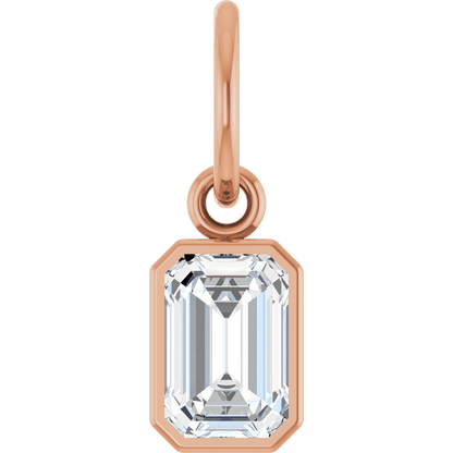 Lane Lab Bezel Emerald Charm - 6 x 4 mm · 5/8 CT - 14K Rose Gold