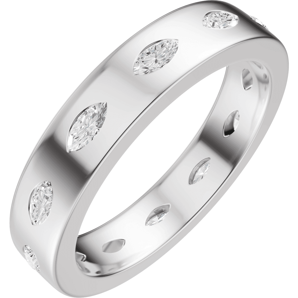 Reese Marquise Diamond Band - 14K White Gold / Platinum