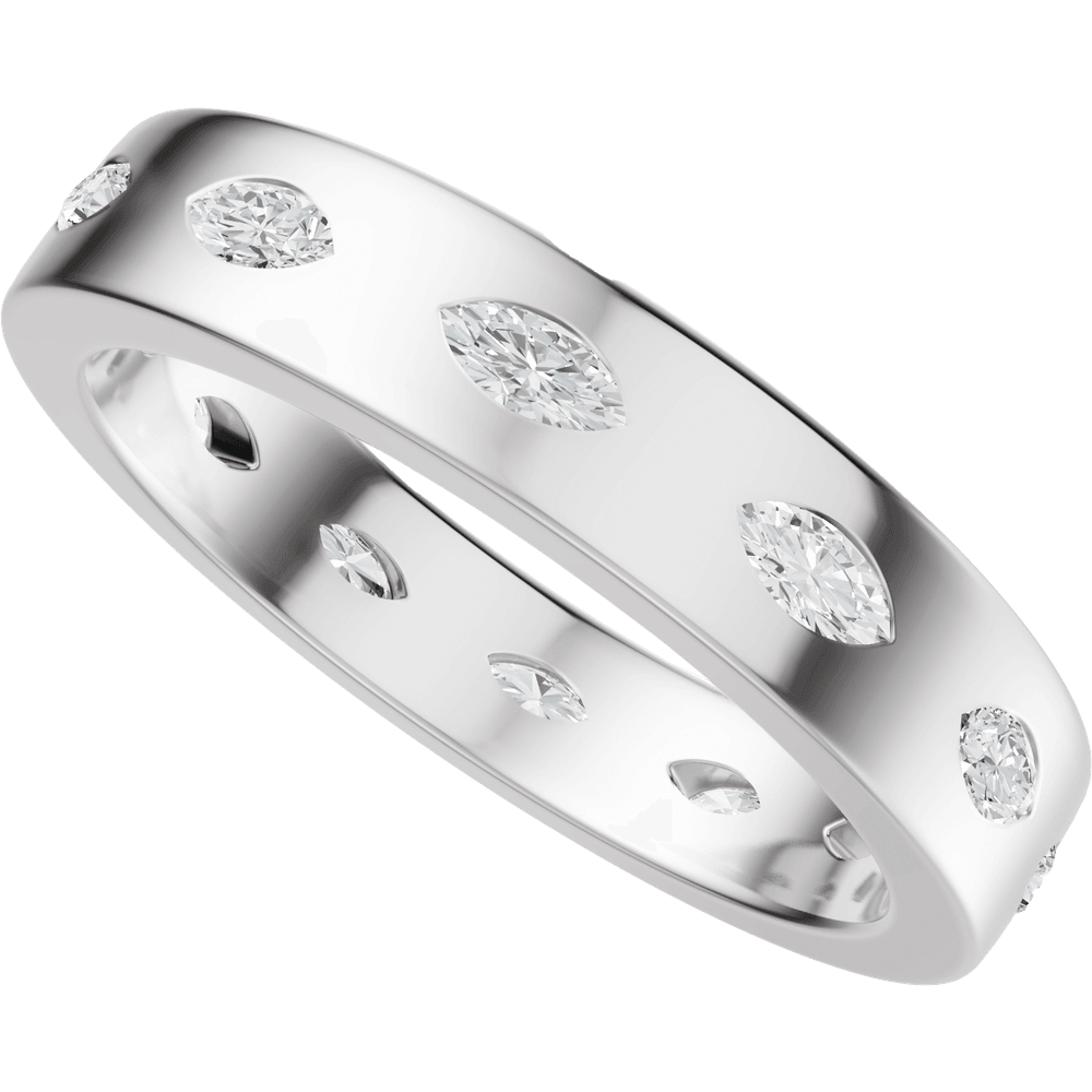 Reese Marquise Diamond Band - 14K White Gold / Platinum