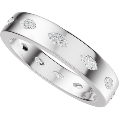 Reese Marquise Diamond Band - 14K White Gold / Platinum