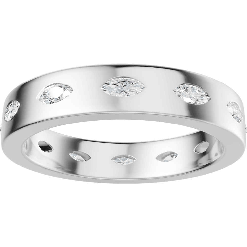 Reese Marquise Diamond Band - 14K White Gold / Platinum