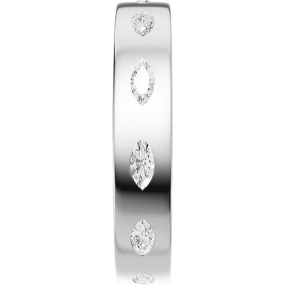 Reese Marquise Diamond Band - 14K White Gold / Platinum