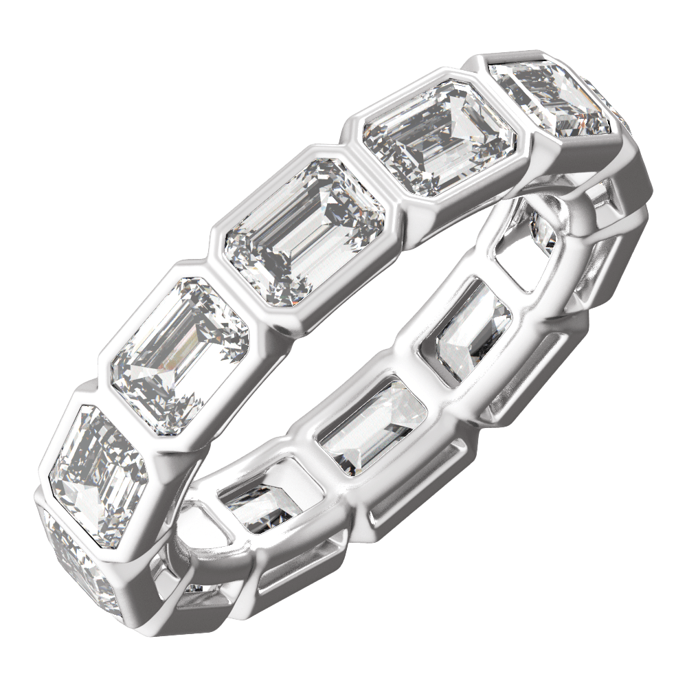 Collins Lab Diamond Bezel Eternity Band - Emerald - 14K White Gold