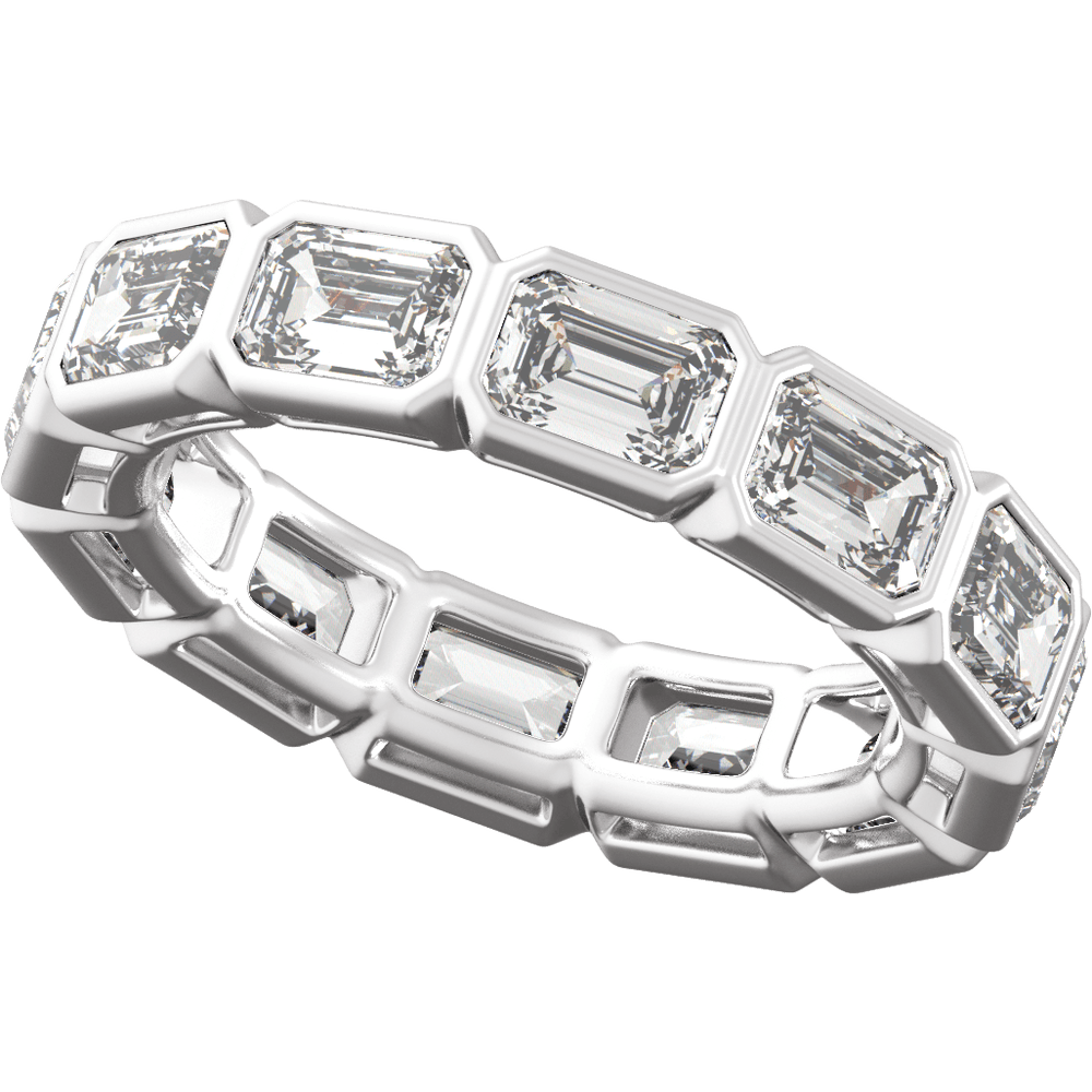 Collins Lab Diamond Bezel Eternity Band - Emerald - 14K White Gold