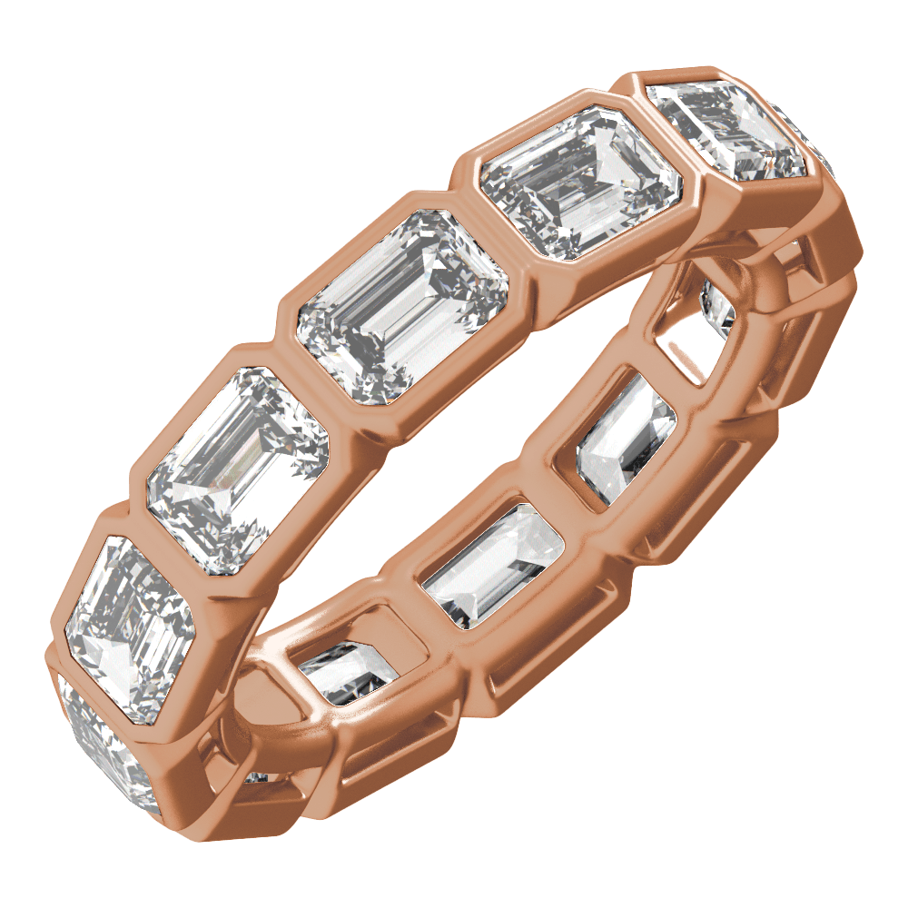 Collins Lab Diamond Bezel Eternity Band - Emerald - 14K Rose Gold