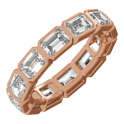 Collins Lab Diamond Bezel Eternity Band - Emerald - 14K Rose Gold