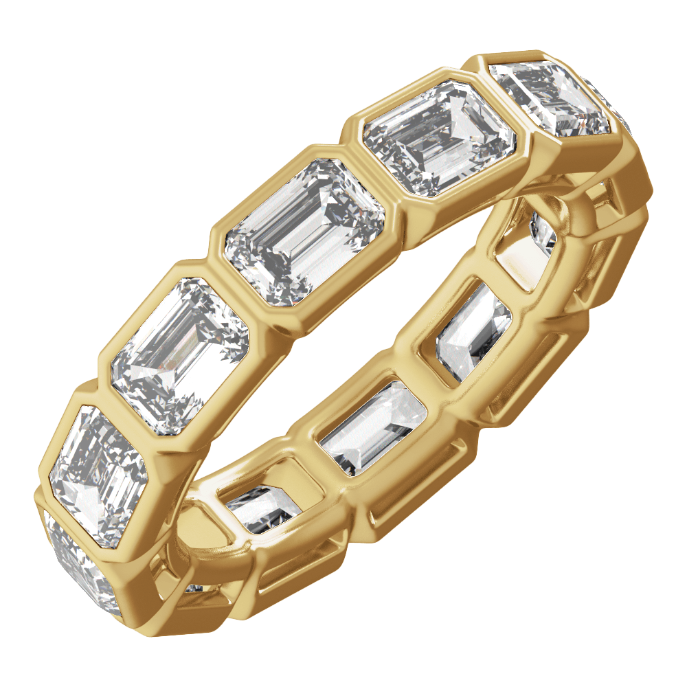 Collins Lab Diamond Bezel Eternity Band - Emerald - 14K Yellow Gold