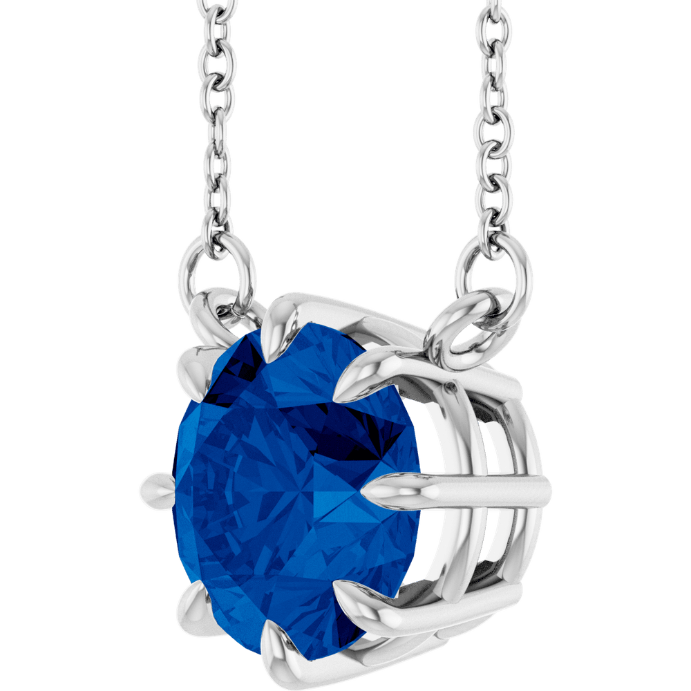 Iris Lab Sapphire Necklace - 14K White Gold