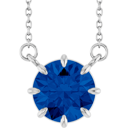 Iris Lab Sapphire Necklace - 14K White Gold