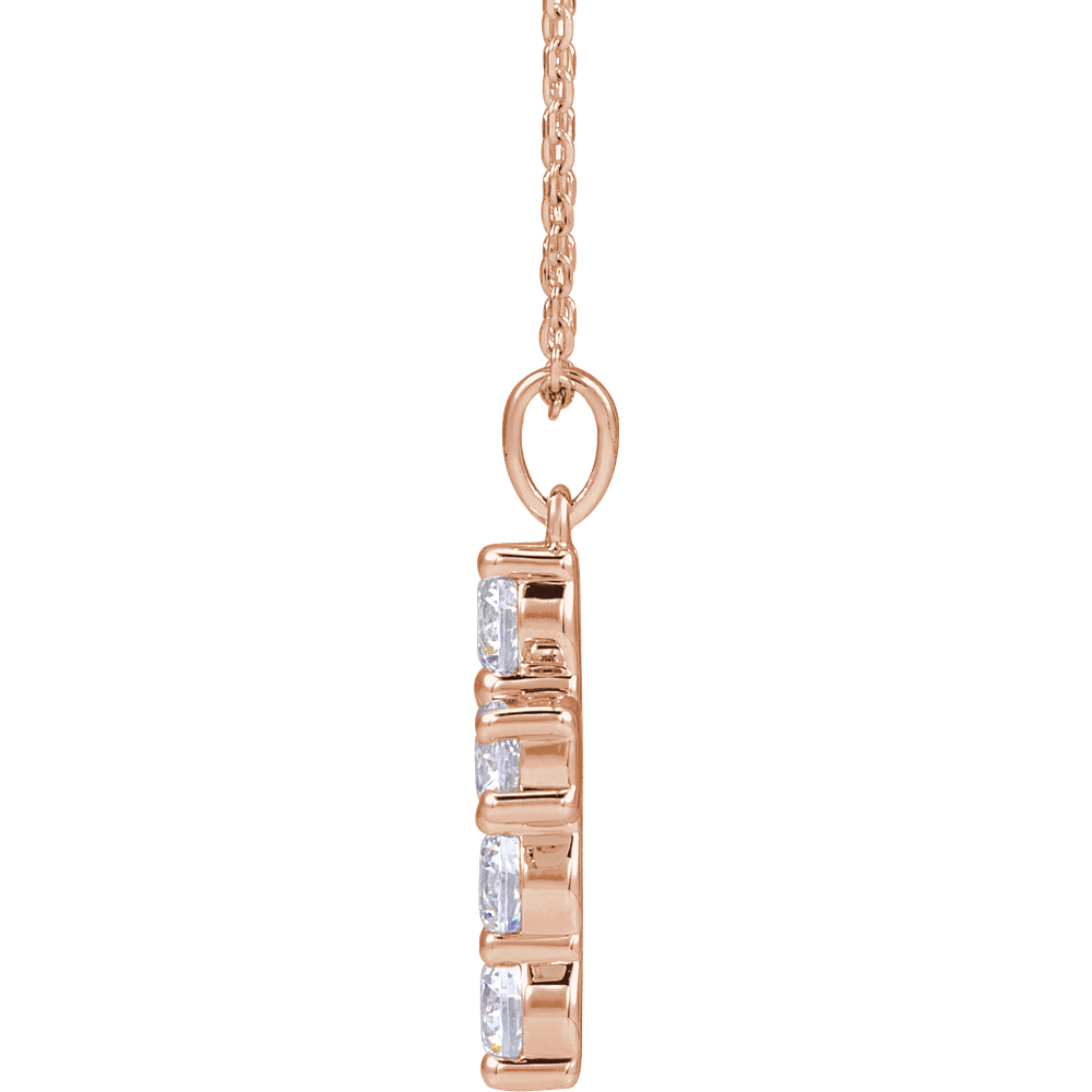 Helena Diamond Cross Necklace - 14K Rose Gold