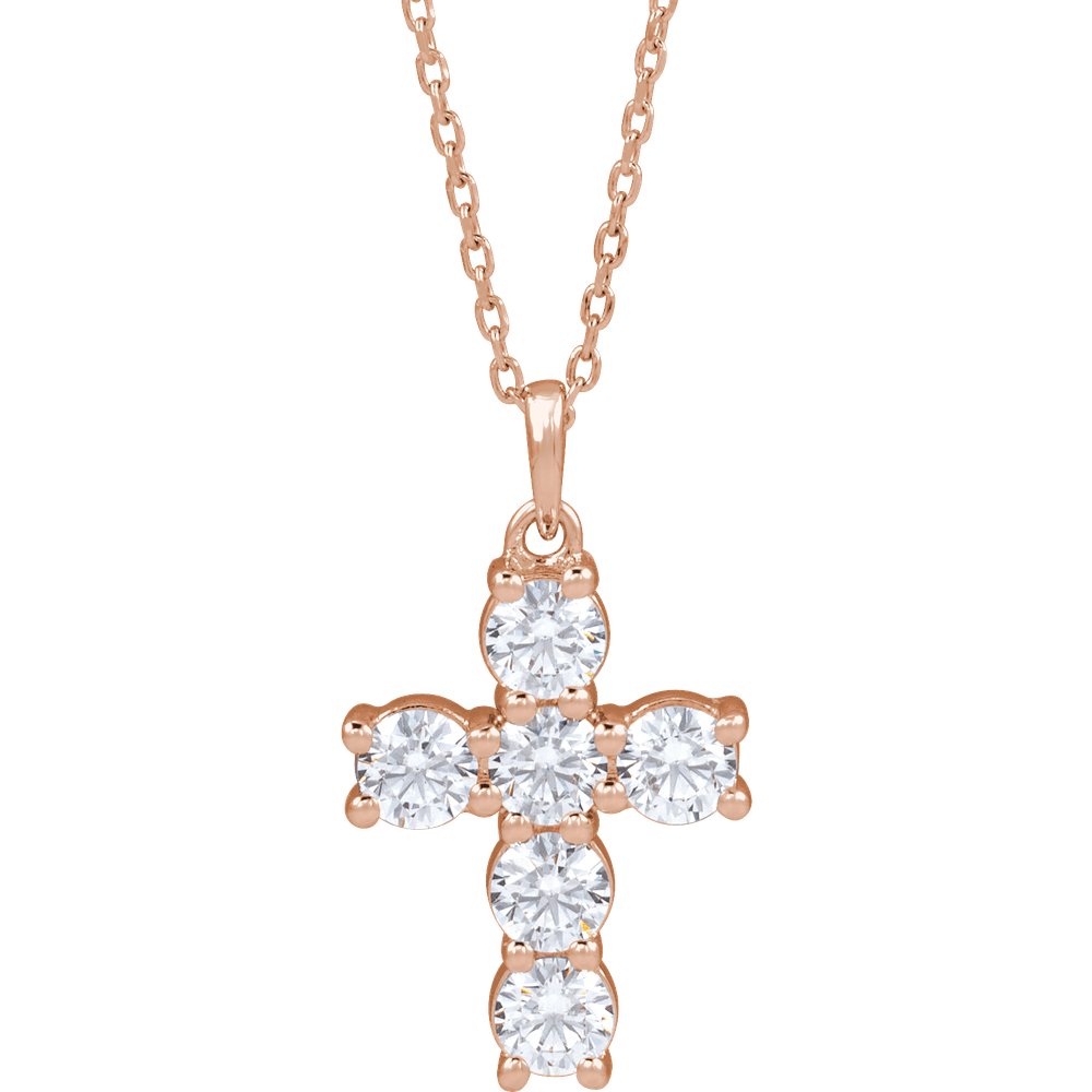 Helena Diamond Cross Necklace - 14K Rose Gold
