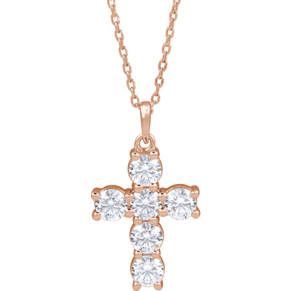 Helena Diamond Cross Necklace - 14K Rose Gold