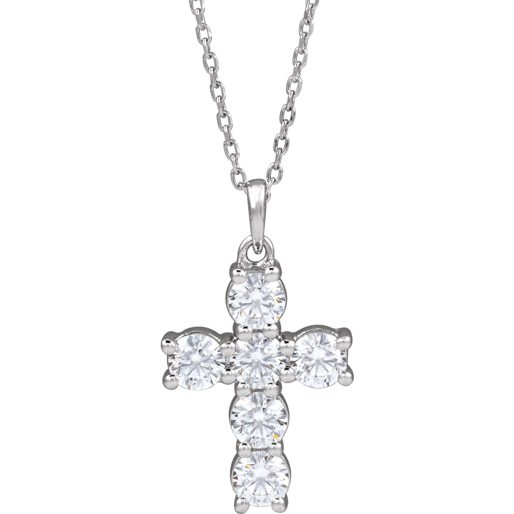 Helena Diamond Cross Necklace - 14K White Gold