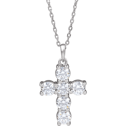 Helena Diamond Cross Necklace - 14K White Gold
