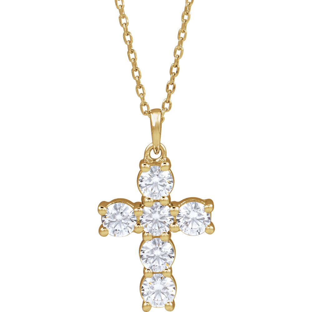 Helena Diamond Cross Necklace - 14K Yellow Gold