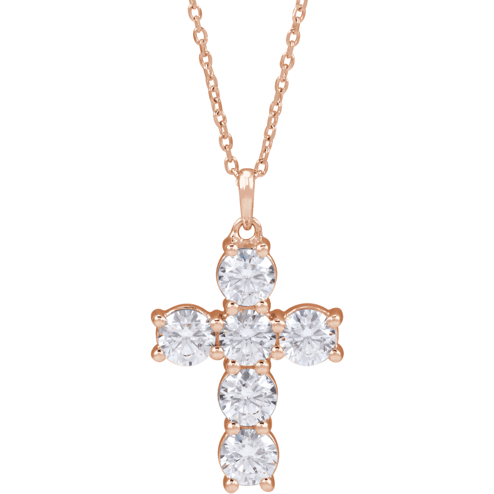 Helena Diamond Cross Necklace - 14K Rose Gold