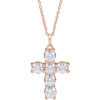 Helena Diamond Cross Necklace - 14K Rose Gold