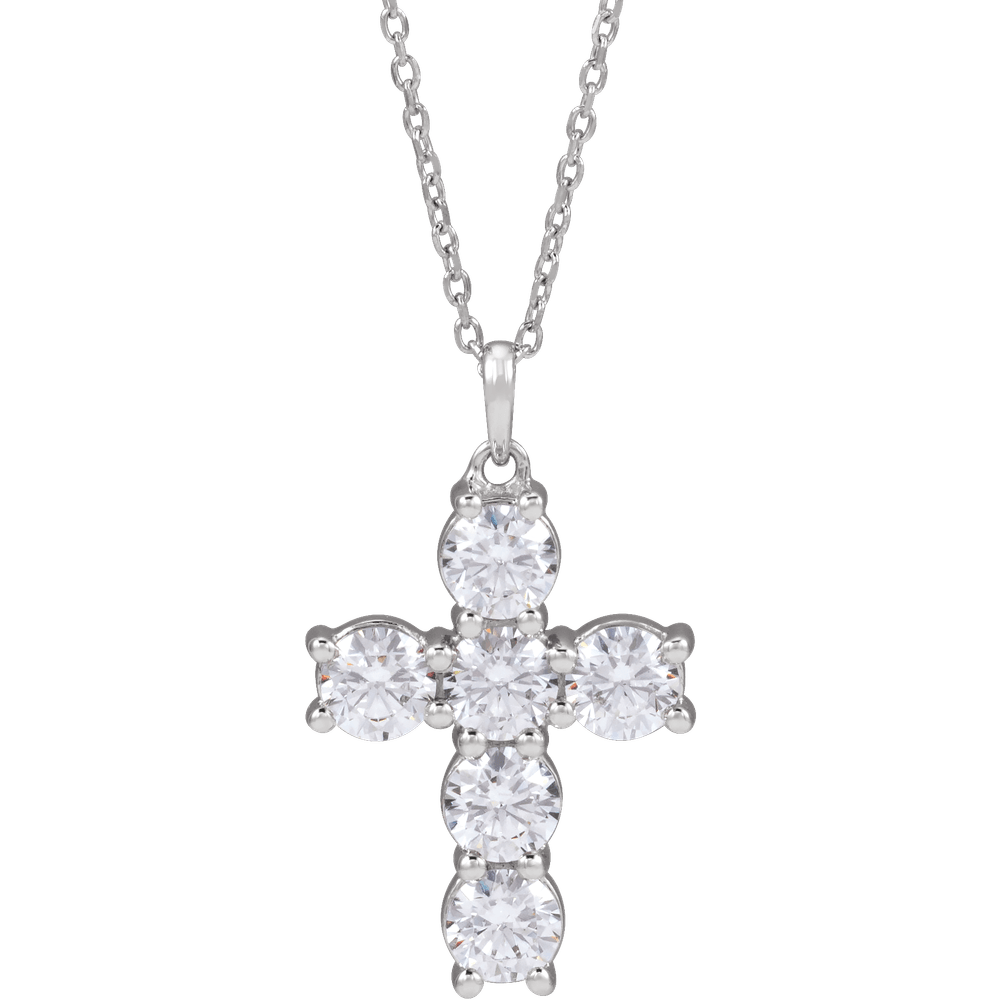Helena Diamond Cross Necklace - 14K White Gold