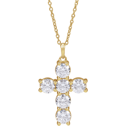Helena Diamond Cross Necklace - 14K Yellow Gold