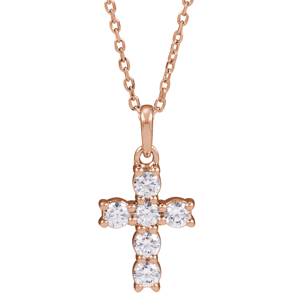 Helena Diamond Cross Necklace - 14K Rose Gold