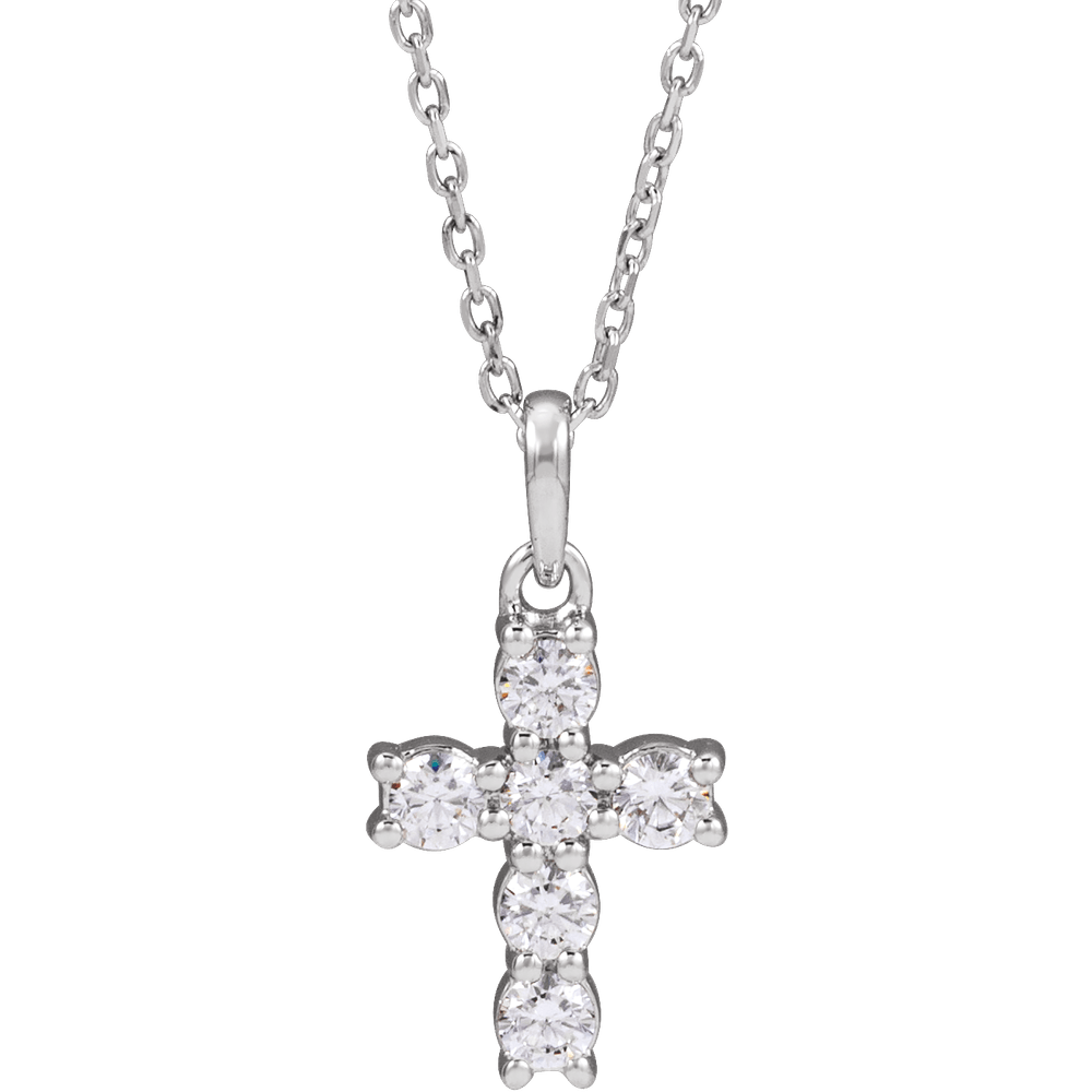 Helena Diamond Cross Necklace - 14K White Gold