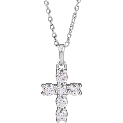 Helena Diamond Cross Necklace - 14K White Gold