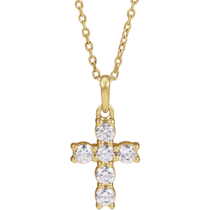 Helena Diamond Cross Necklace - 14K Yellow Gold