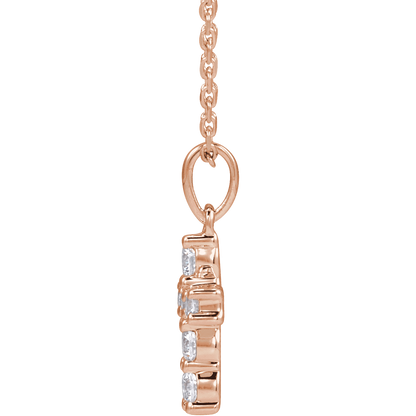 Helena Diamond Cross Necklace - 14K Rose Gold