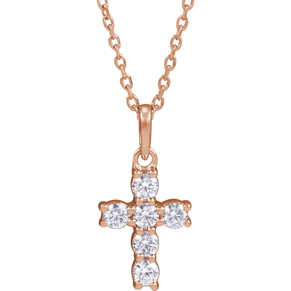 Helena Diamond Cross Necklace - 14K Rose Gold