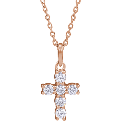 Helena Diamond Cross Necklace - 14K Rose Gold