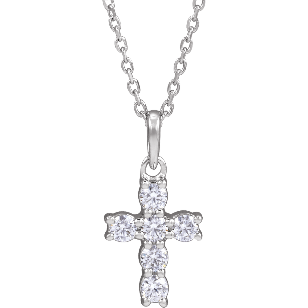 Helena Diamond Cross Necklace - 14K White Gold