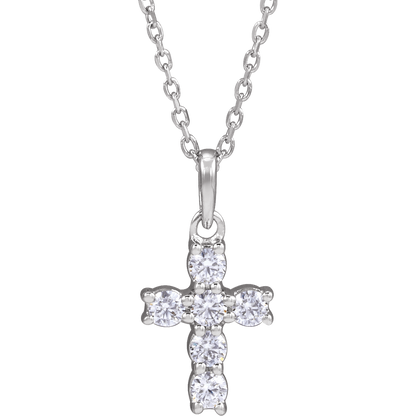 Helena Diamond Cross Necklace - 14K White Gold