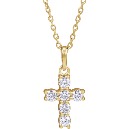 Helena Diamond Cross Necklace - 14K Yellow Gold