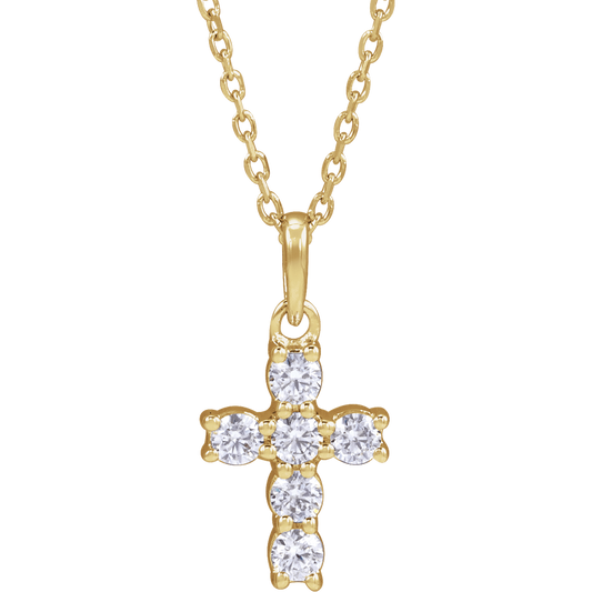 Helena Diamond Cross Necklace - 14K Yellow Gold