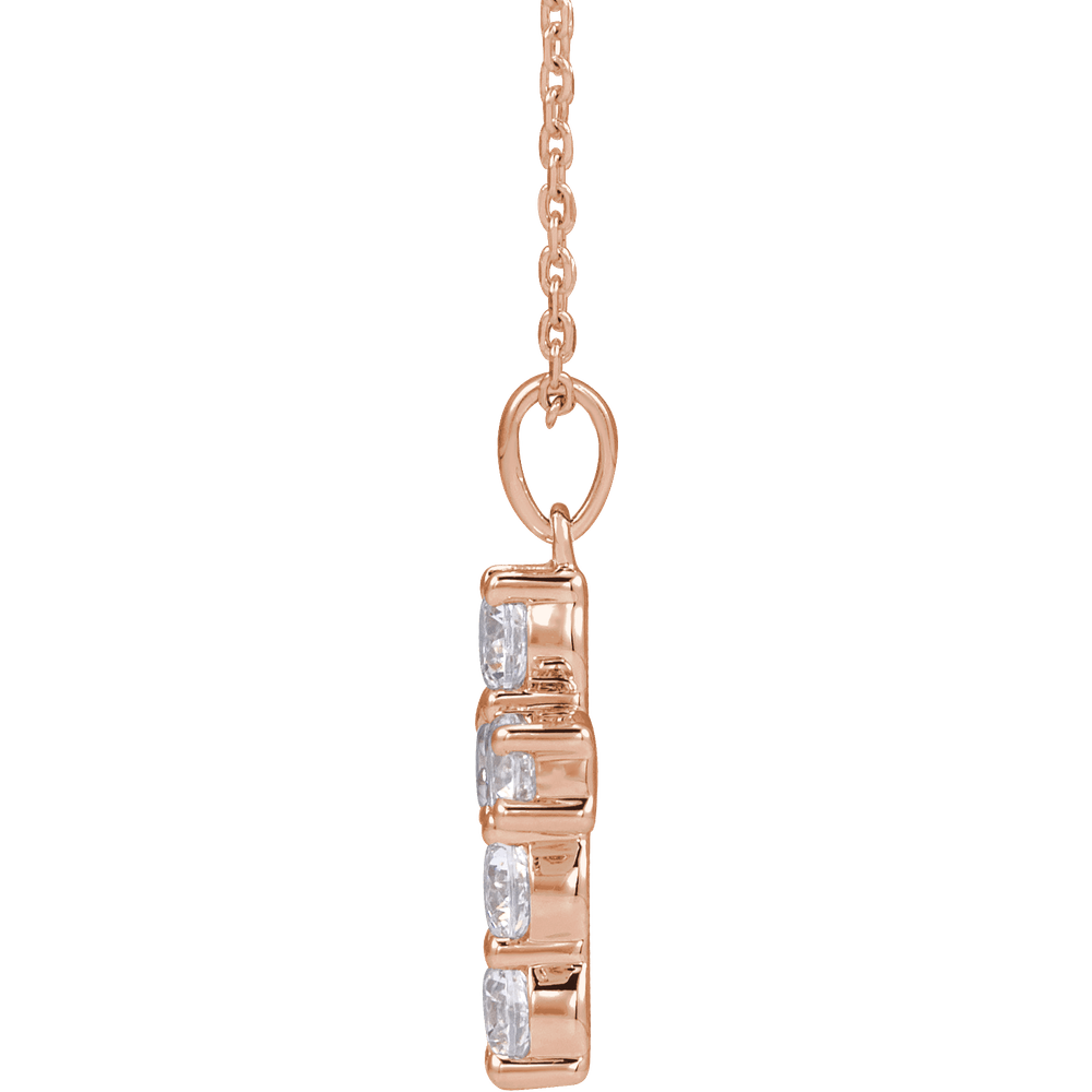 Helena Diamond Cross Necklace - 14K Rose Gold