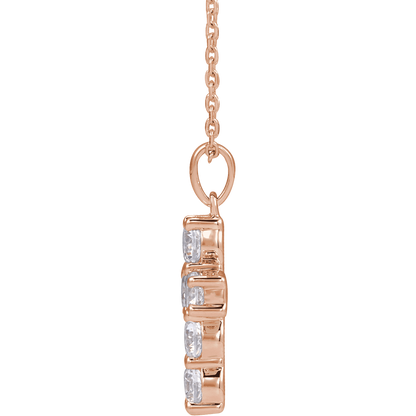 Helena Diamond Cross Necklace - 14K Rose Gold