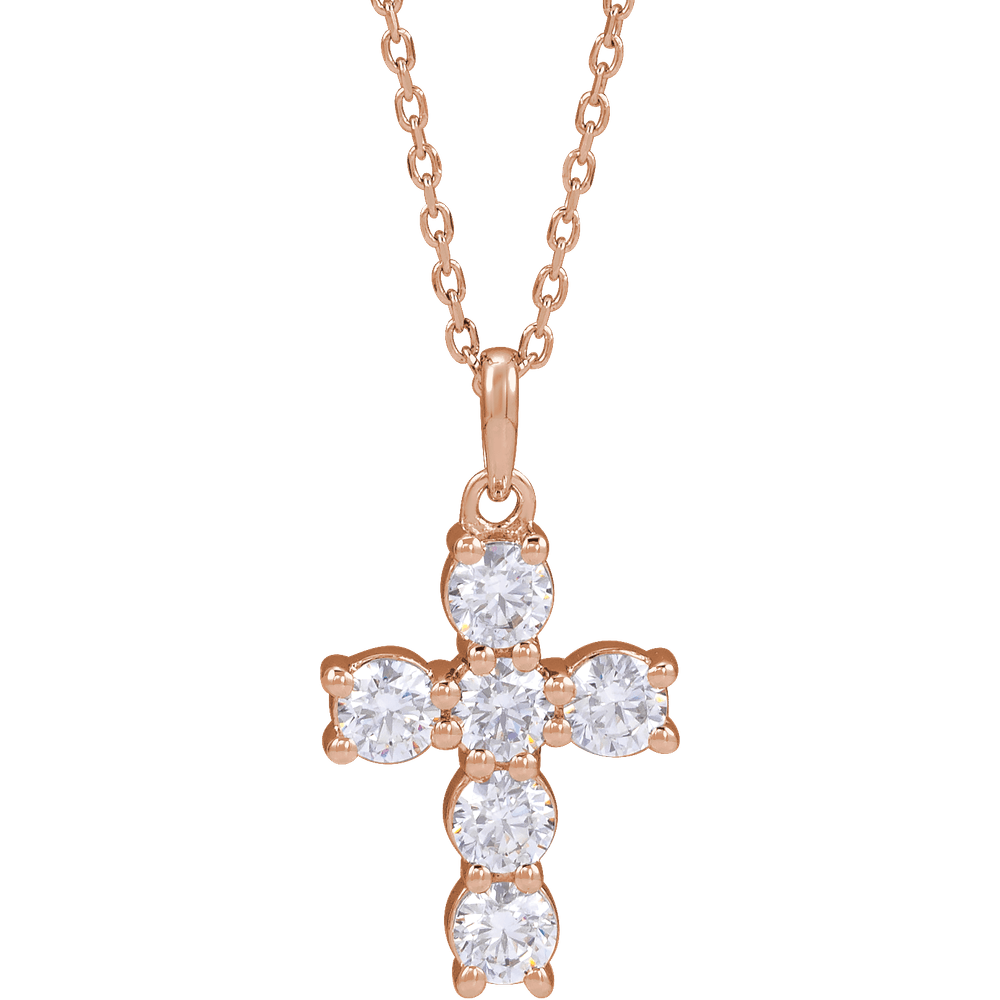 Helena Diamond Cross Necklace - 14K Rose Gold