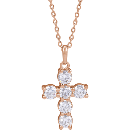 Helena Diamond Cross Necklace - 14K Rose Gold