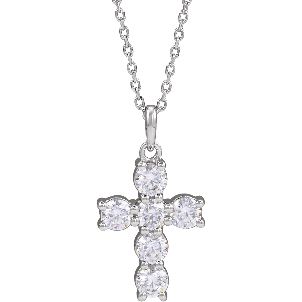 Helena Diamond Cross Necklace - 14K White Gold