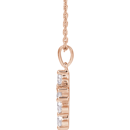 Helena Diamond Cross Necklace - 14K Rose Gold
