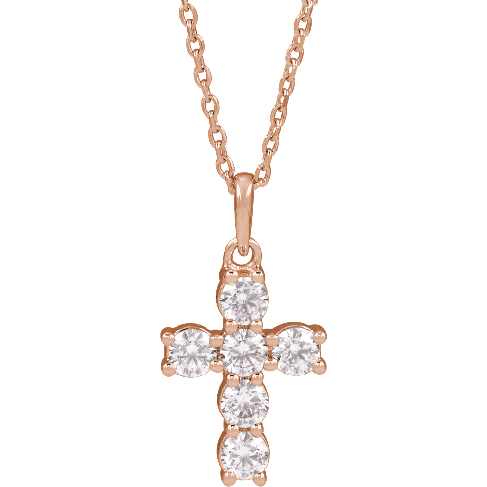 Helena Diamond Cross Necklace - 14K Rose Gold