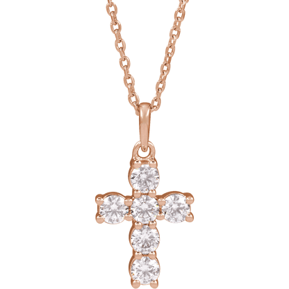 Helena Diamond Cross Necklace - 14K Rose Gold